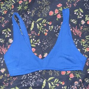 Blue Scoop Neck Bikini Top